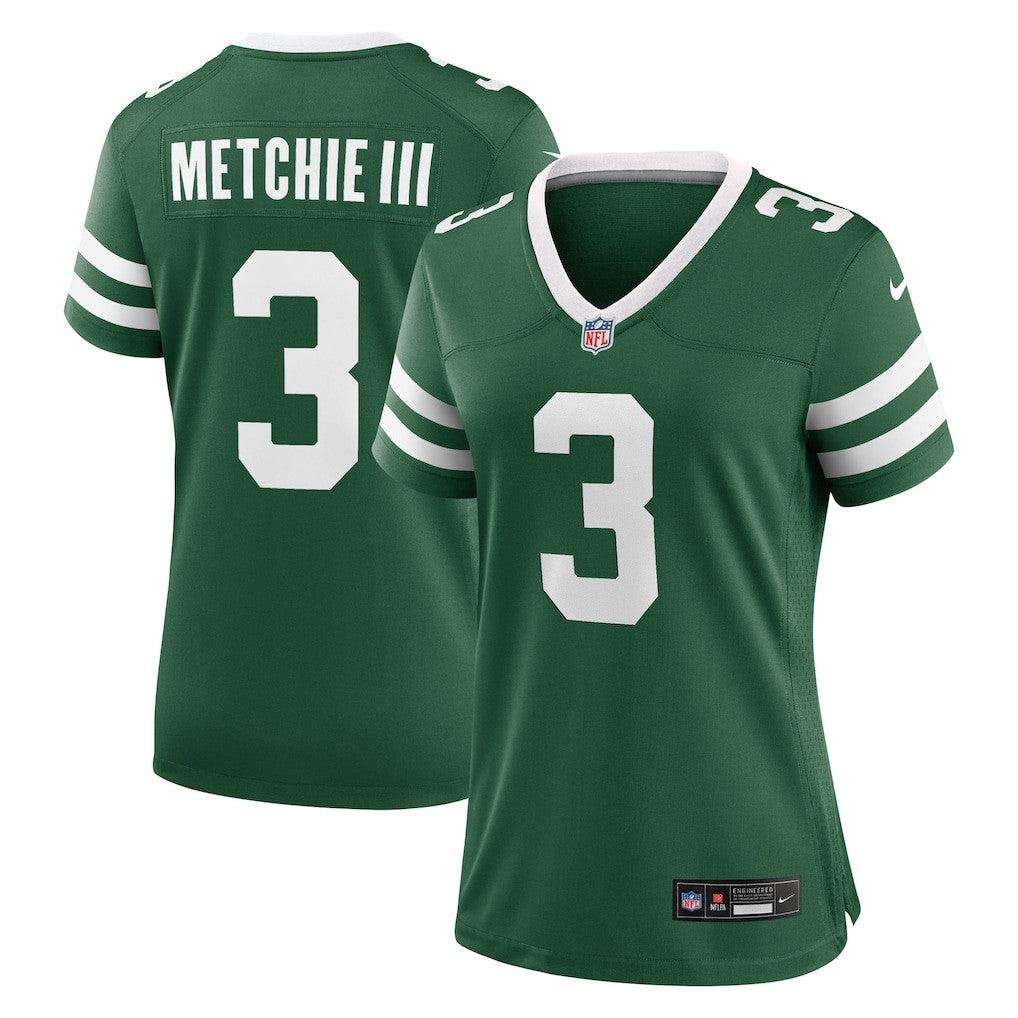 John Metchie III 3 New York Jets Women's Team Game Jersey - Legacy Green