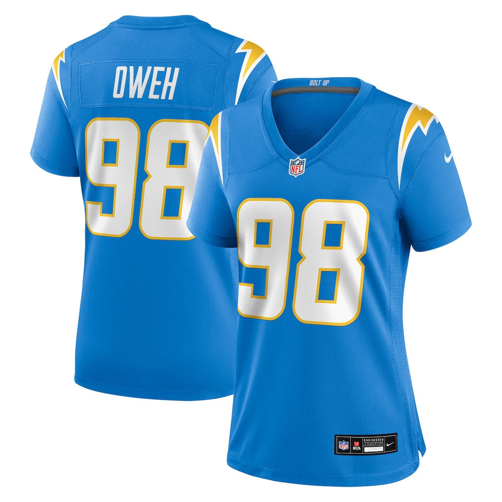 Odafe Oweh 98 Los Angeles Chargers Women's Team Game Jersey - Powder Blue