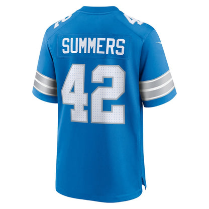 Ty Summers 42 Detroit Lions Team Game Men Jersey - Blue