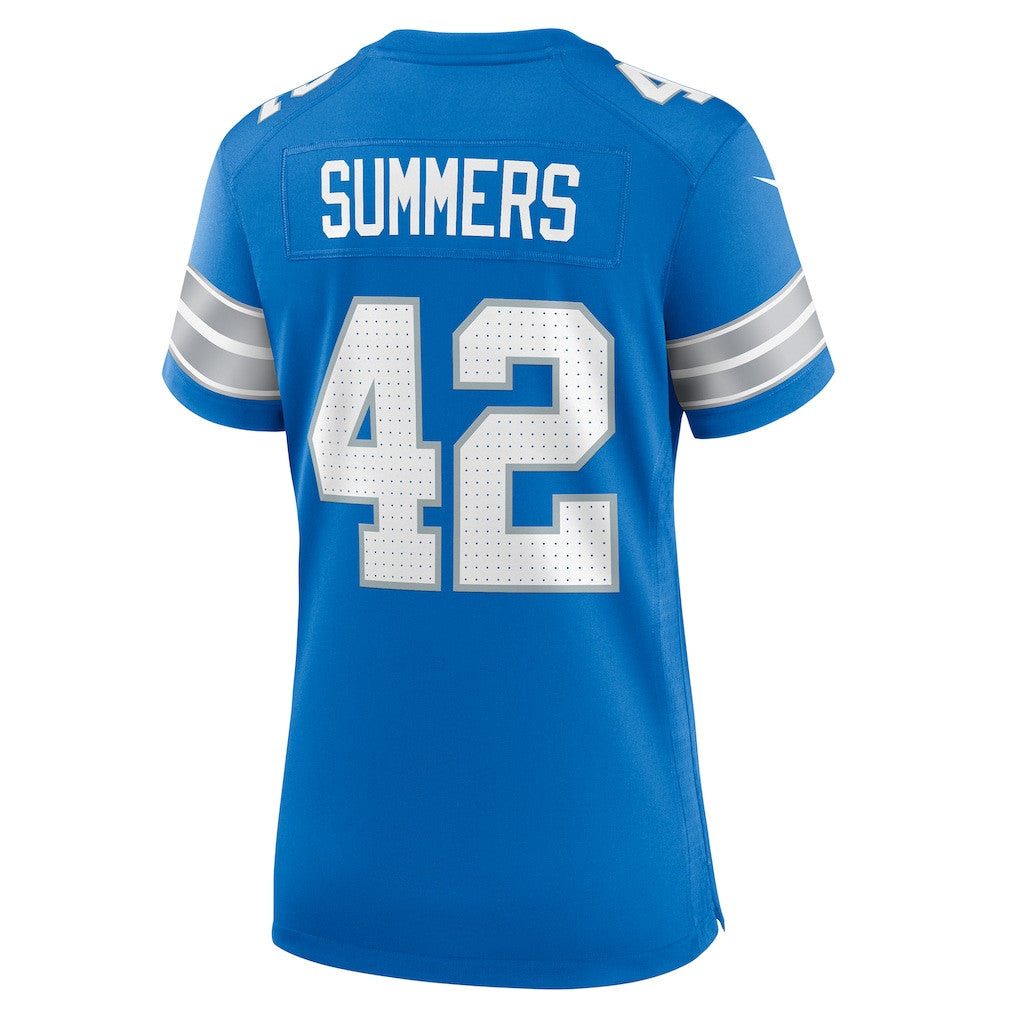 Ty Summers 42 Detroit Lions Women's Team Game Jersey - Blue