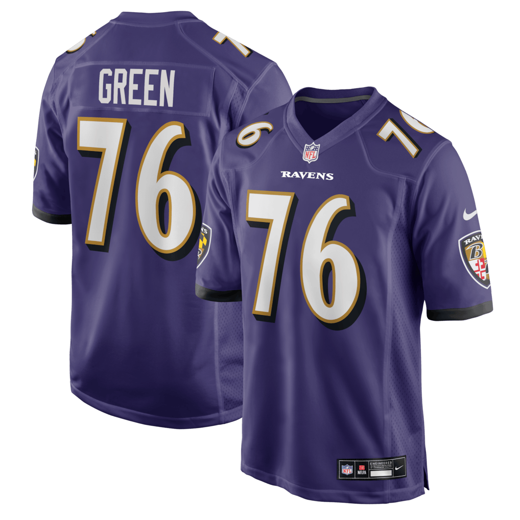 Kenyon Green 76 Baltimore Ravens Team Game Men Jersey - Purple