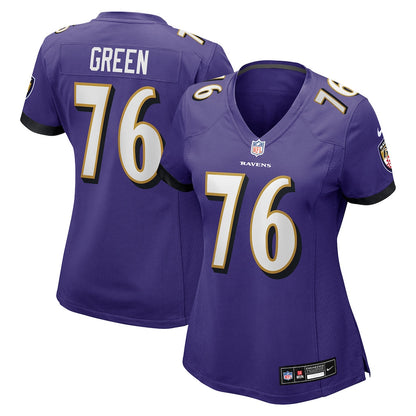 Kenyon Green 76 Baltimore Ravens Women's Team Game Jersey - Purple