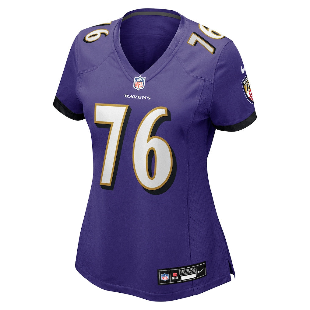 Kenyon Green 76 Baltimore Ravens Women's Team Game Jersey - Purple