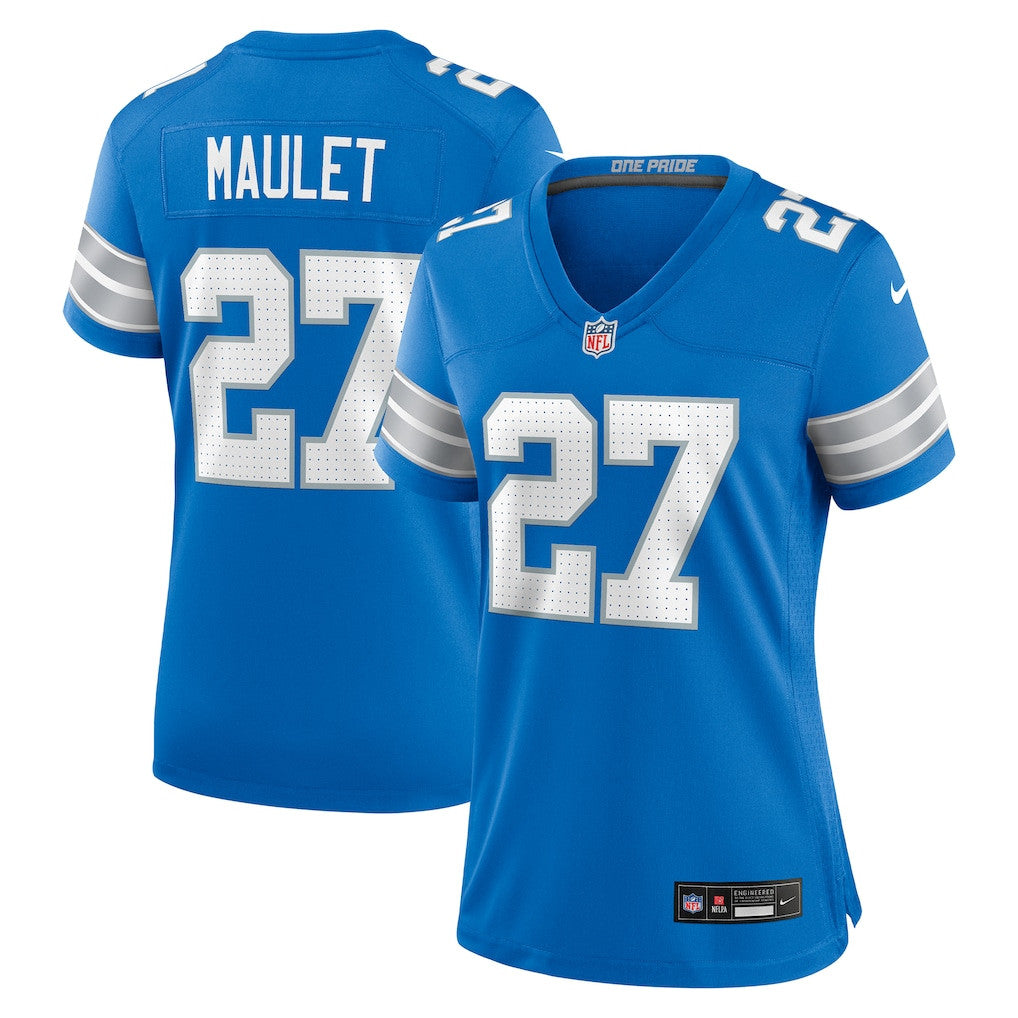 Arthur Maulet 27 Detroit Lions Women's Team Game Jersey - Blue