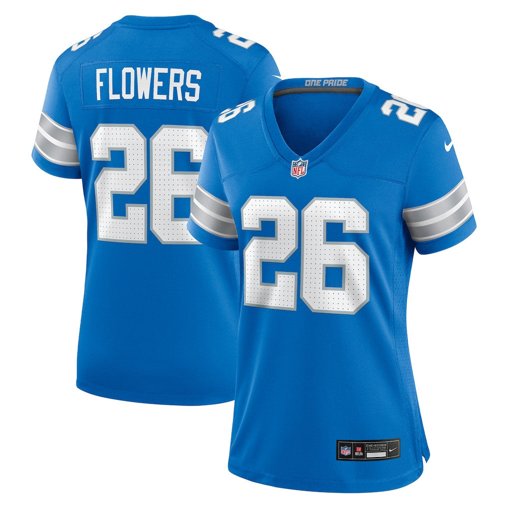 Tre Flowers 36 Detroit Lions Women's Team Game Jersey - Blue
