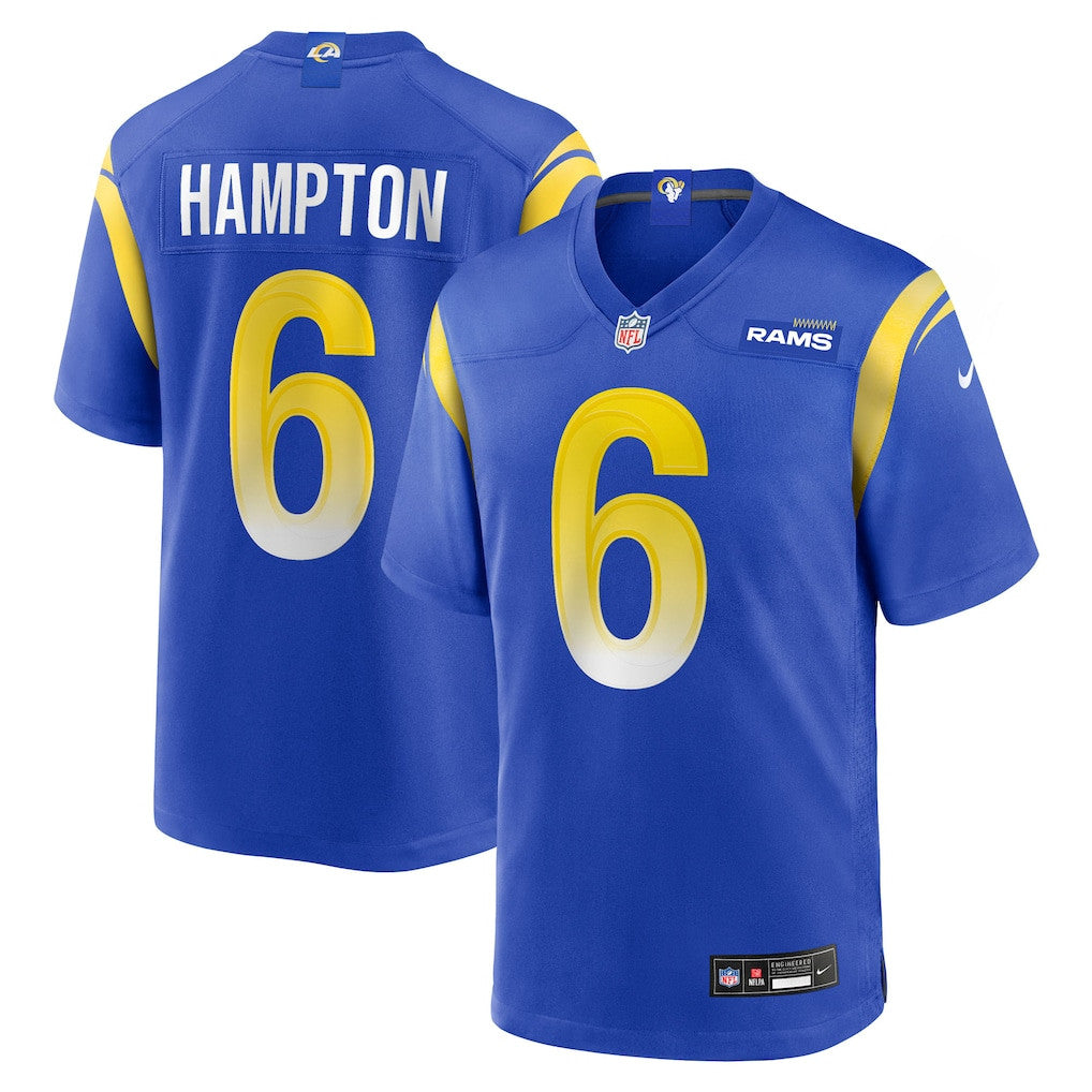Nick Hampton 6 Los Angeles Rams Team Game Men Jersey - Royal