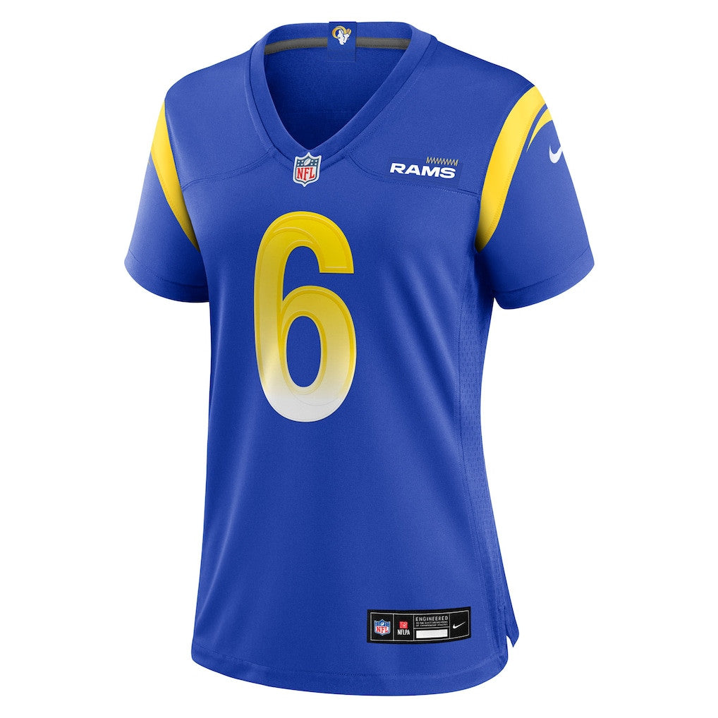 Nick Hampton 6 Los Angeles Rams Women's Team Game Jersey - Royal