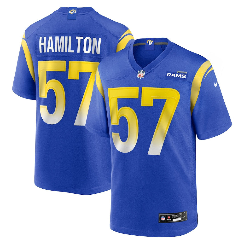 Ty Hamilton 57 Los Angeles Rams Team Game Men Jersey - Royal