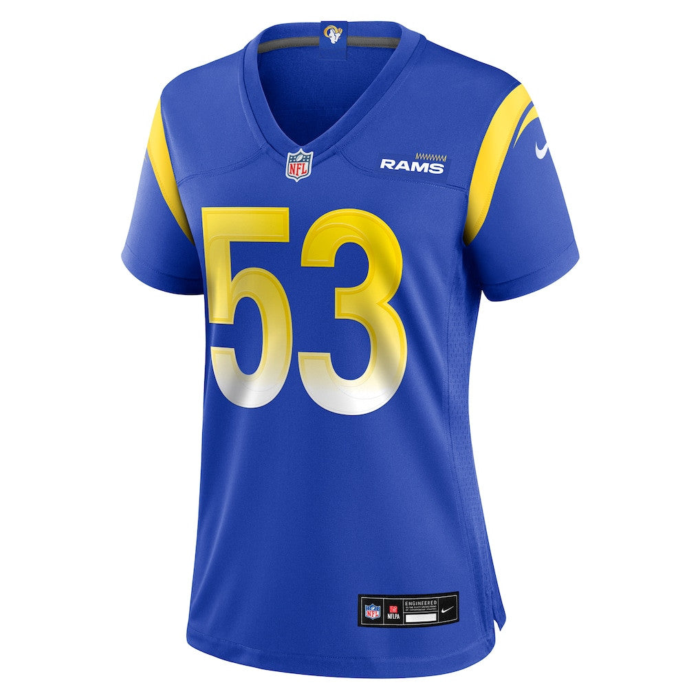 Nate Landman 53 Los Angeles Rams Women's Team Game Jersey - Royal