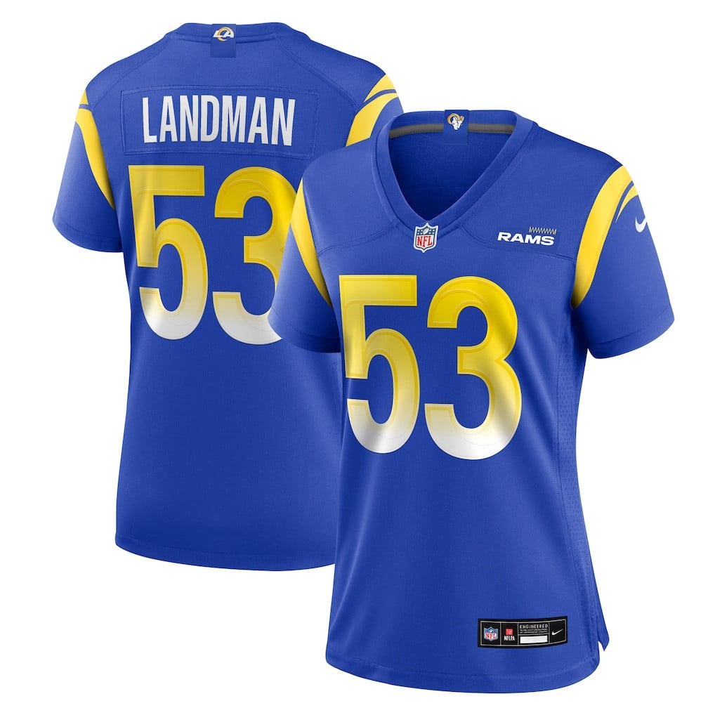 Nate Landman 53 Los Angeles Rams Women's Team Game Jersey - Royal