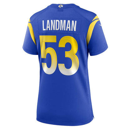 Nate Landman 53 Los Angeles Rams Women's Team Game Jersey - Royal
