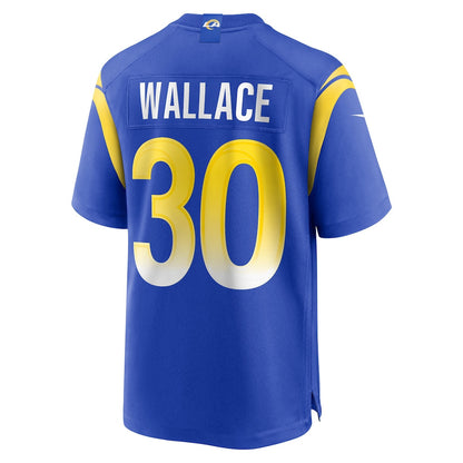 Josh Wallace 30 Los Angeles Rams Team Game Men Jersey - Royal