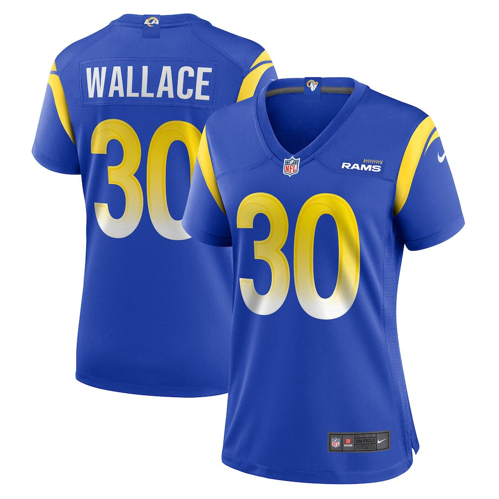 Josh Wallace 30 Los Angeles Rams Women's Team Game Jersey - Royal