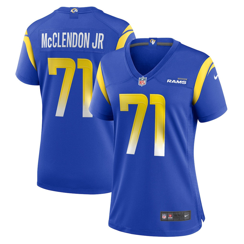 Warren McClendon Jr. 71 Los Angeles Rams Women's Team Game Jersey - Royal