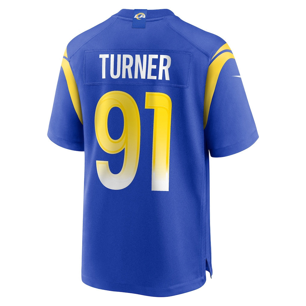 Kobie Turner 91 Los Angeles Rams Game Men Jersey - Royal