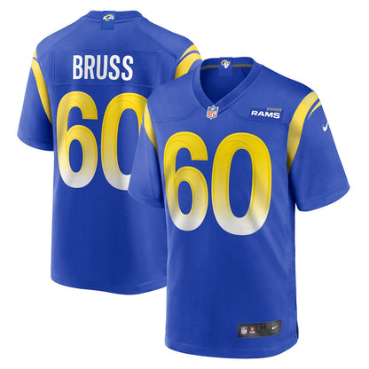 Logan Bruss 60 Los Angeles Rams Game Men Jersey - Royal