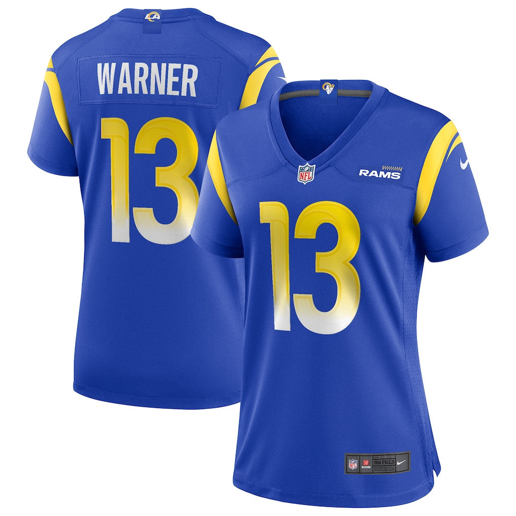 Kurt Warner 13 Los Angeles Rams Women's Team Game Jersey - Royal
