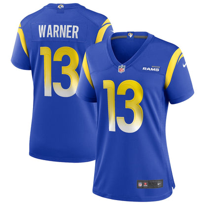 Kurt Warner 13 Los Angeles Rams Women's Team Game Jersey - Royal