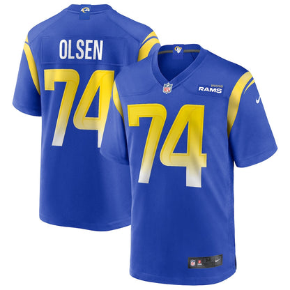 Merlin Olsen 74 Los Angeles Rams Game Men Jersey - Royal