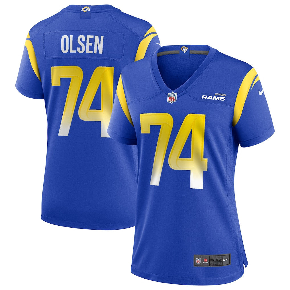 Merlin Olsen 74 Los Angeles Rams Women's Team Game Jersey - Royal