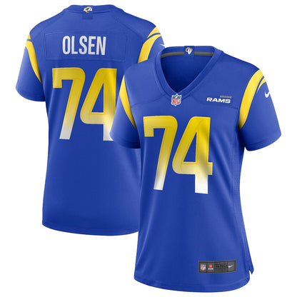 Merlin Olsen 74 Los Angeles Rams Women's Team Game Jersey - Royal