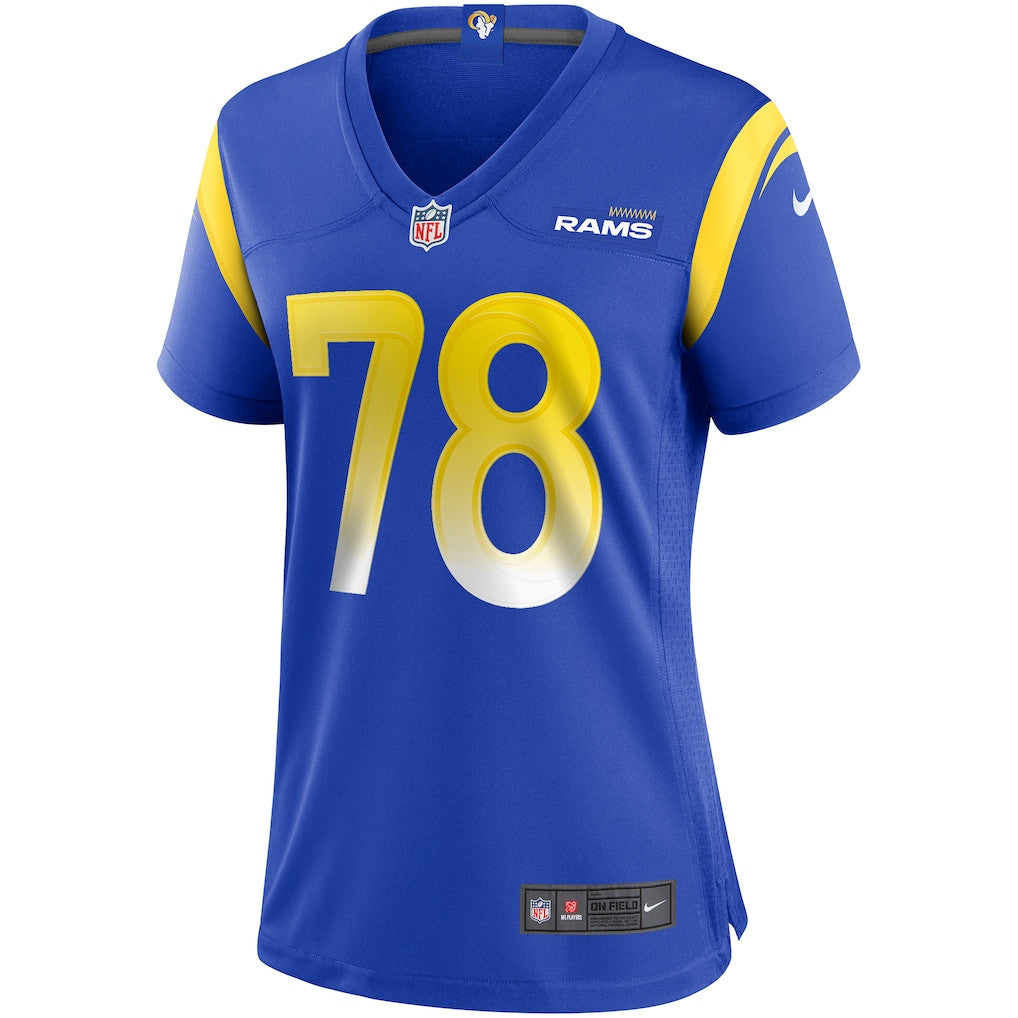 Jackie Slater 78 Los Angeles Rams Women's Team Game Jersey - Royal