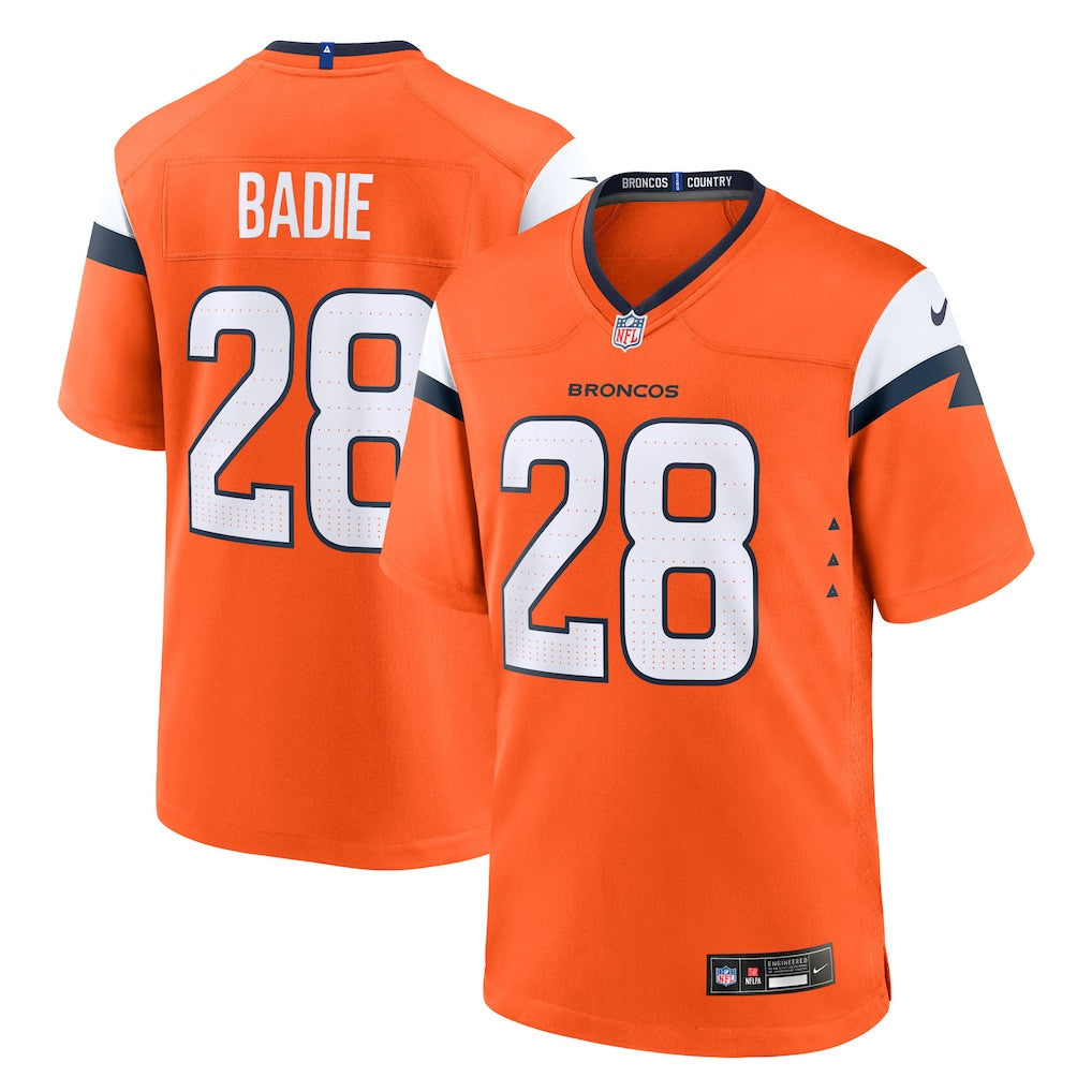 Tyler Badie 28 Denver Broncos Team Game Men Jersey - Orange