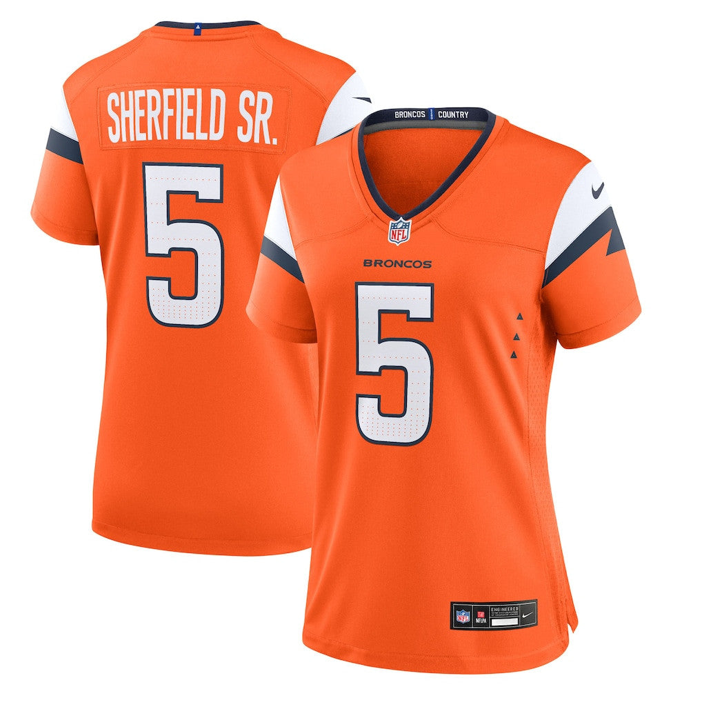Trent Sherfield Sr. 5 Denver Broncos Women's Team Game Jersey - Orange