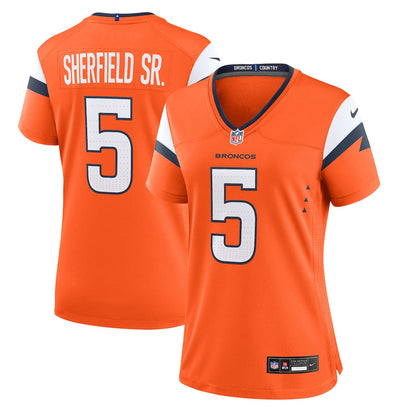 Trent Sherfield Sr. 5 Denver Broncos Women's Team Game Jersey - Orange