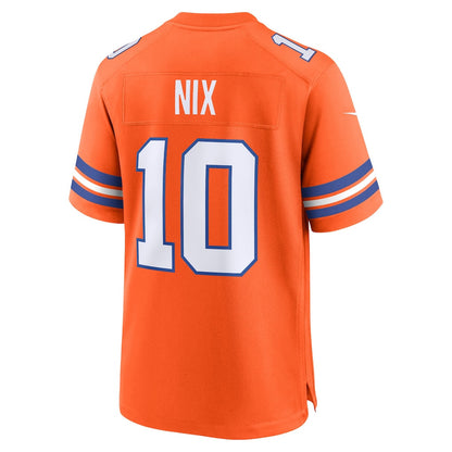 Bo Nix 10 Denver Broncos Mile High Collection 1977 Throwback Player Game Men Jersey - Orange