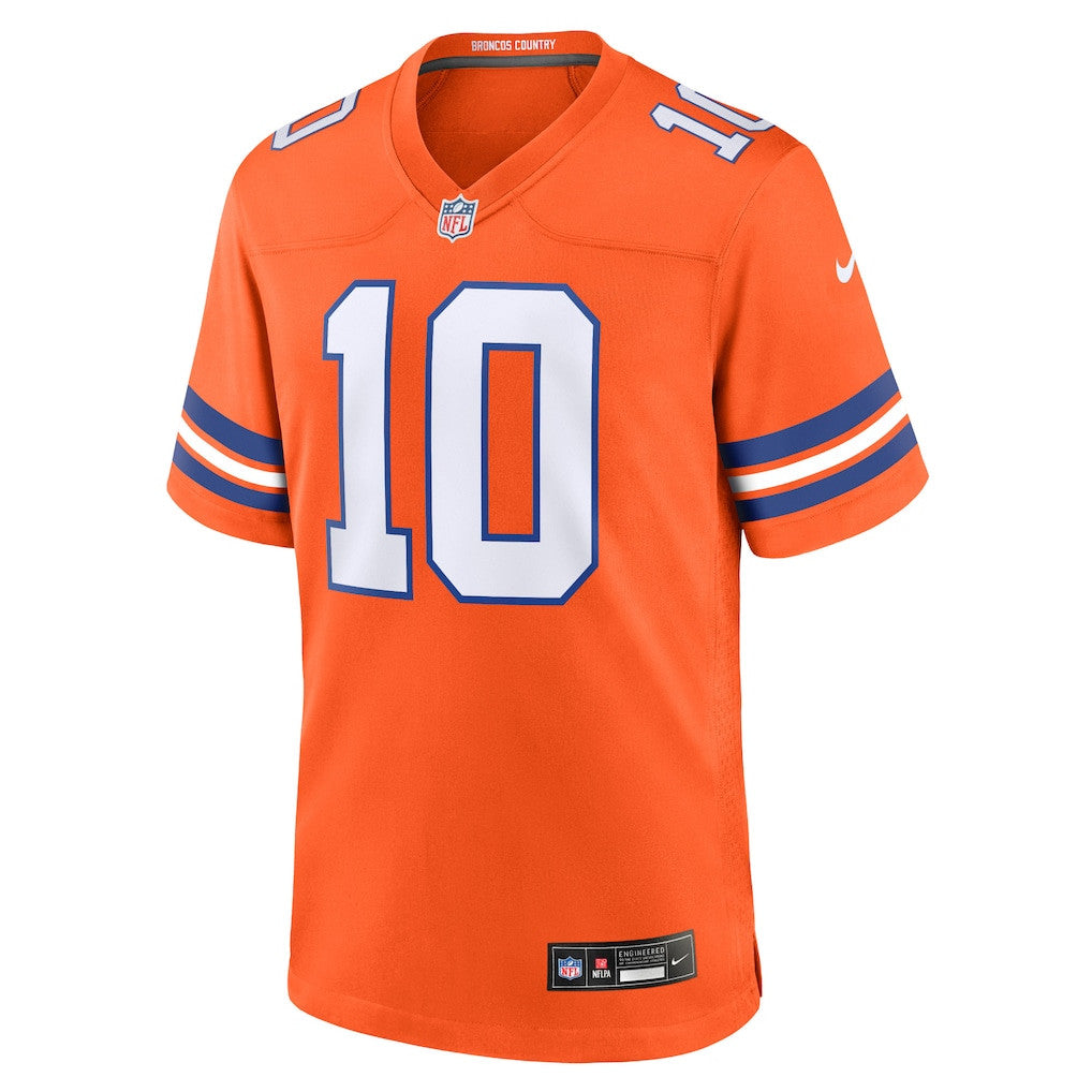 Bo Nix 10 Denver Broncos Mile High Collection 1977 Throwback Player Game Men Jersey - Orange