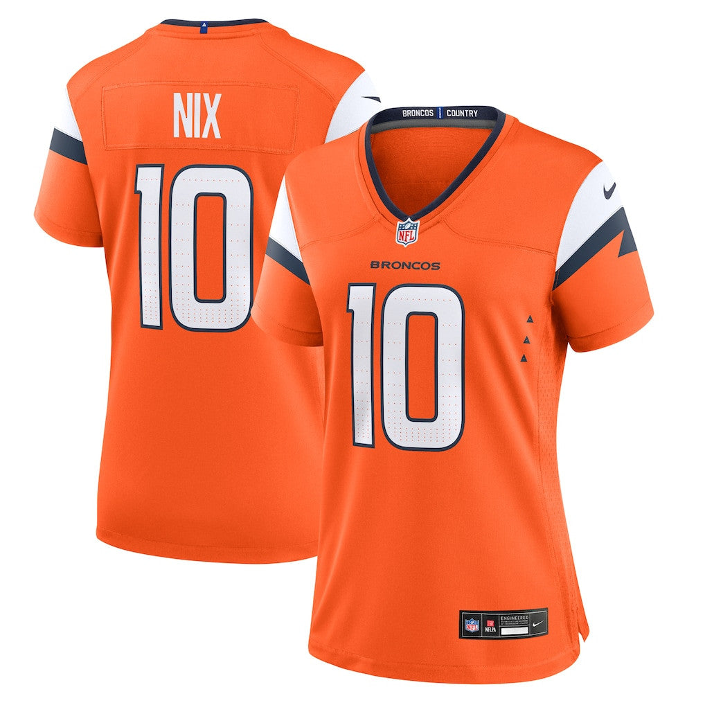 Bo Nix 10 Denver Broncos Women's Game Jersey - Orange