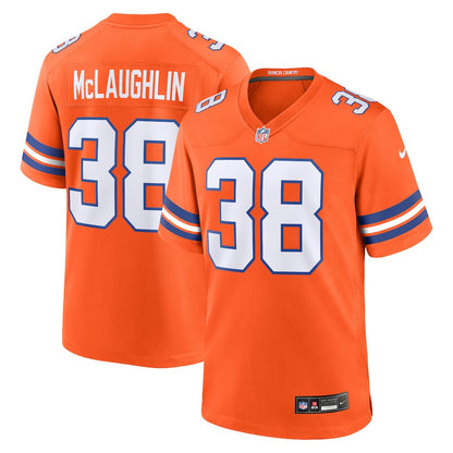 Jaleel McLaughlin 38 Denver Broncos Mile High Collection 1977 Throwback Player Game Men Jersey - Orange
