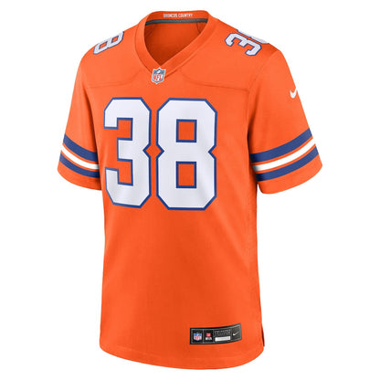 Jaleel McLaughlin 38 Denver Broncos Mile High Collection 1977 Throwback Player Game Men Jersey - Orange