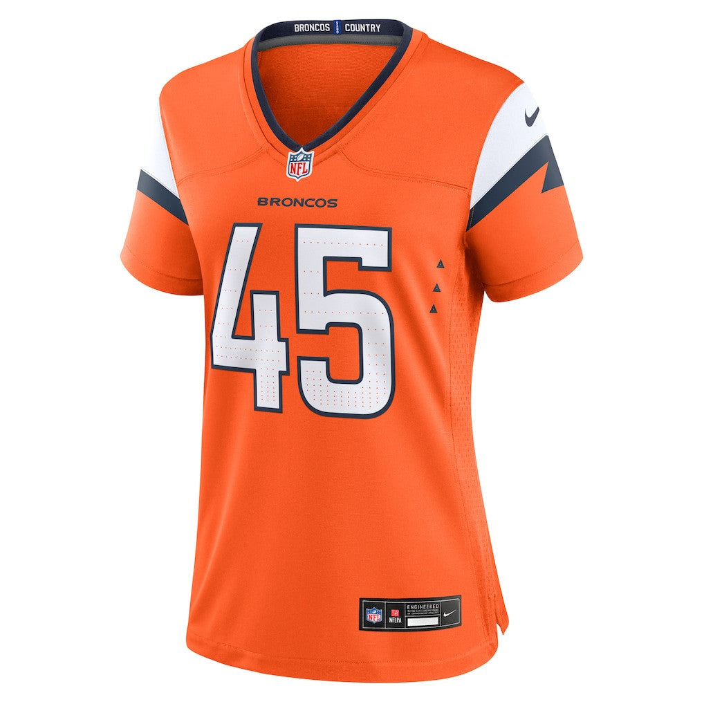 Nate Adkins 45 Denver Broncos Women's Team Game Jersey - Orange