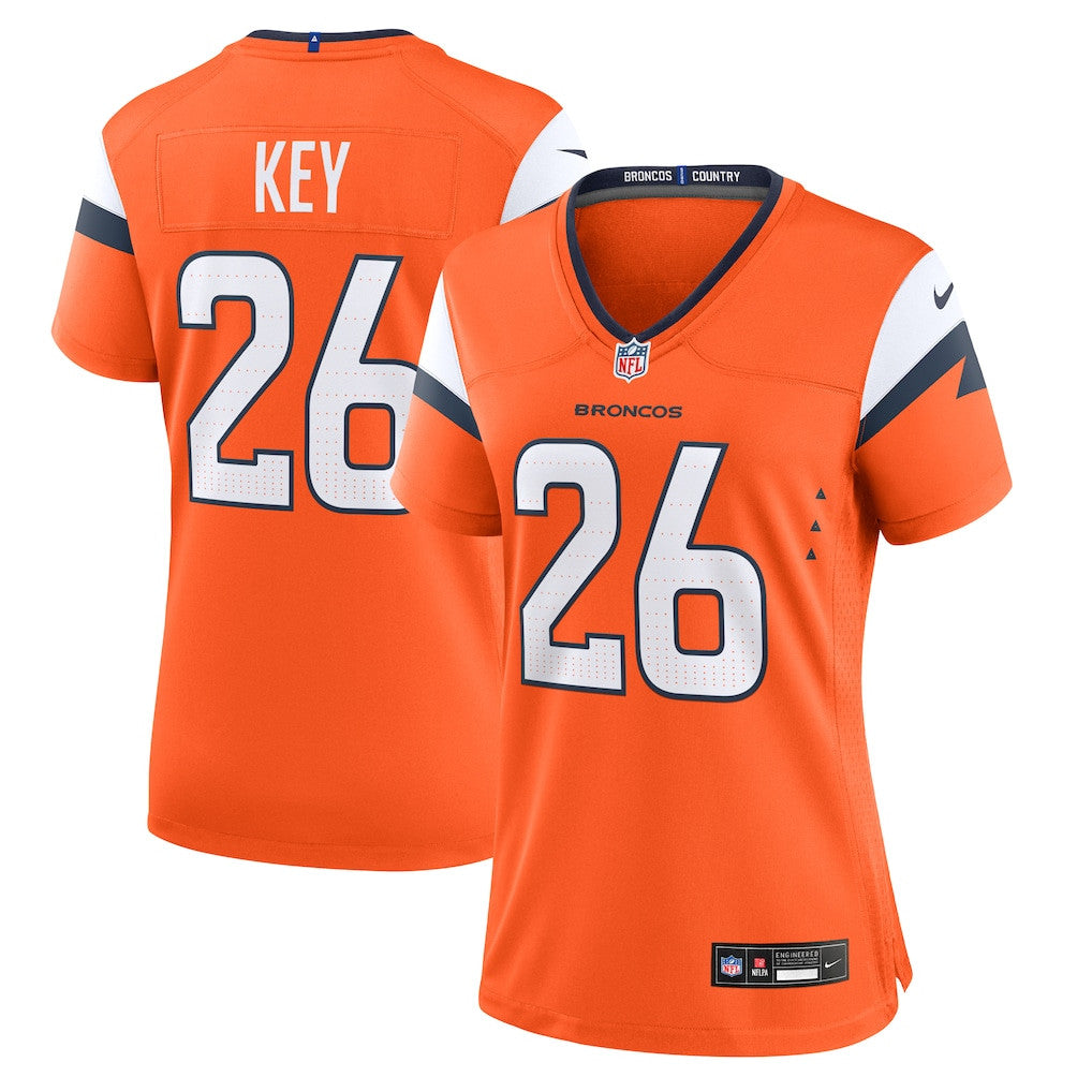 Devon Key 26 Denver Broncos Women's Team Game Jersey - Orange