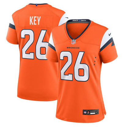 Devon Key 26 Denver Broncos Women's Team Game Jersey - Orange