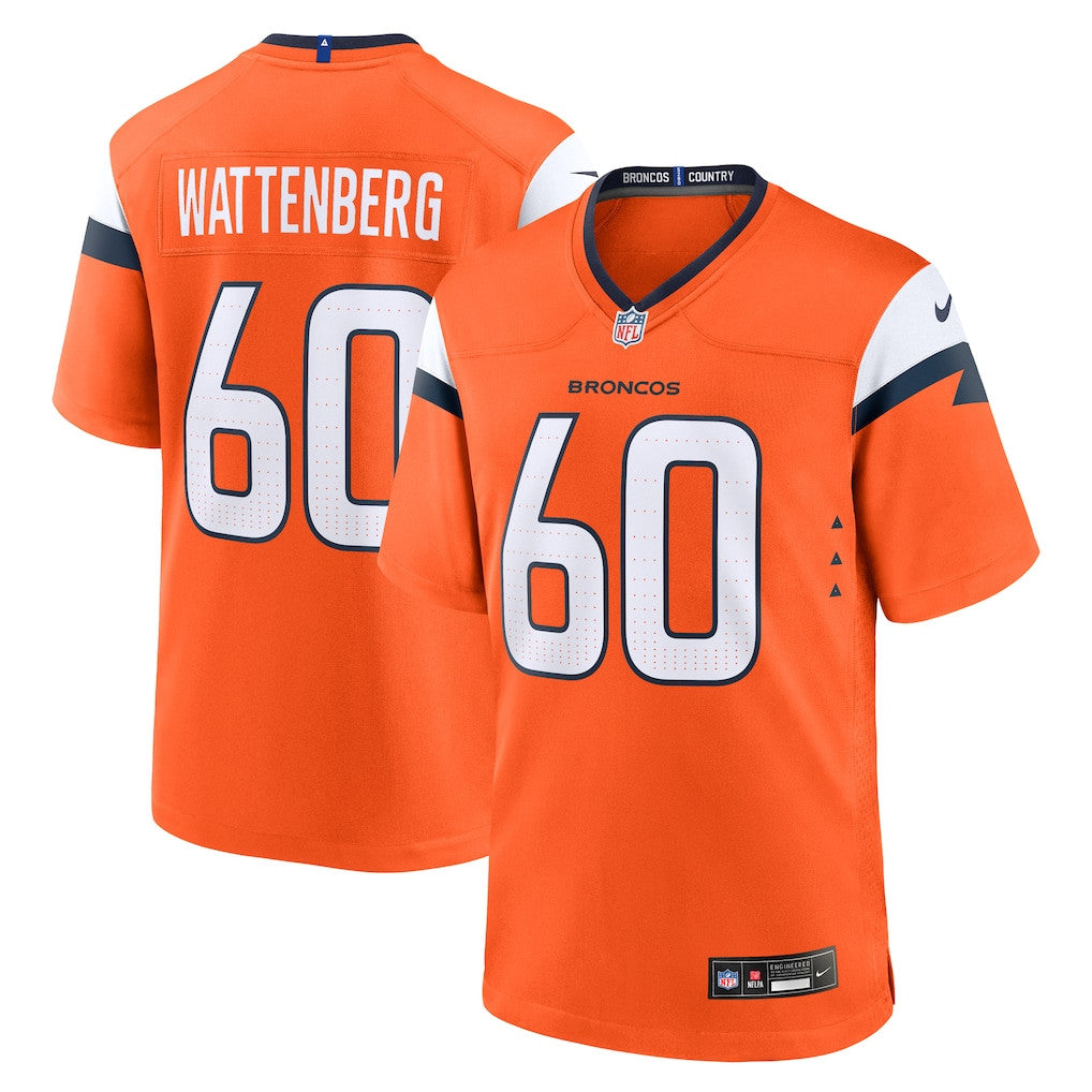 Luke Wattenberg 60 Denver Broncos Team Game Men Jersey - Orange