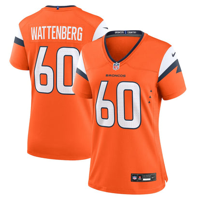 Luke Wattenberg 60 Denver Broncos Women's Team Game Jersey - Orange