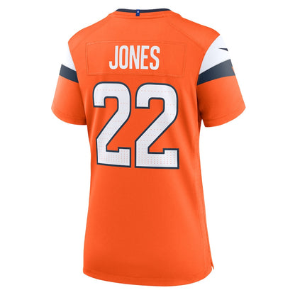 Brandon Jones 22 Denver Broncos Women's Team Game Jersey - Orange