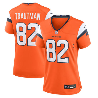 Adam Trautman 82 Denver Broncos Women's Team Game Jersey - Orange