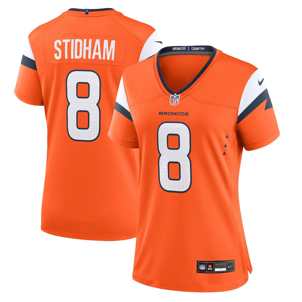 Jarrett Stidham 8 Denver Broncos Women's Team Game Jersey - Orange