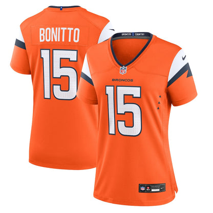 Nik Bonitto 15 Denver Broncos Women's Team Game Jersey - Orange