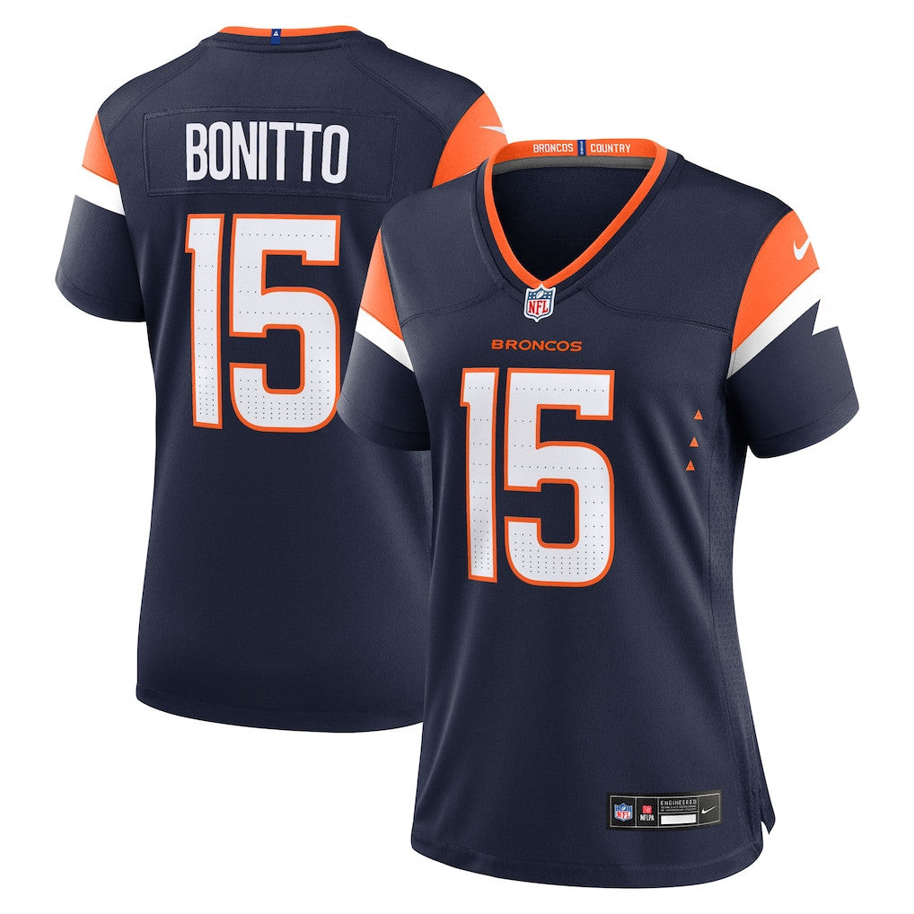 Nik Bonitto 15 Denver Broncos Women's Alternate Game Jersey - Navy