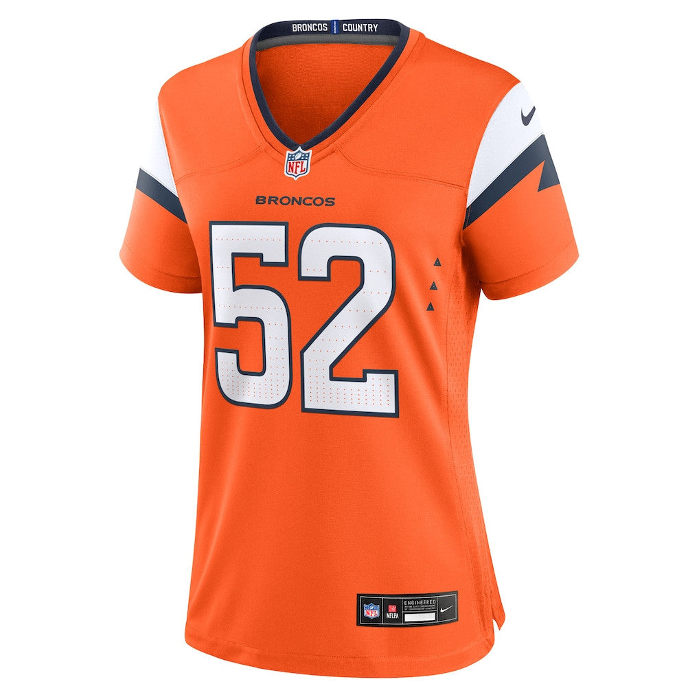 Jonah Elliss 52 Denver Broncos Women's Team Game Jersey - Orange