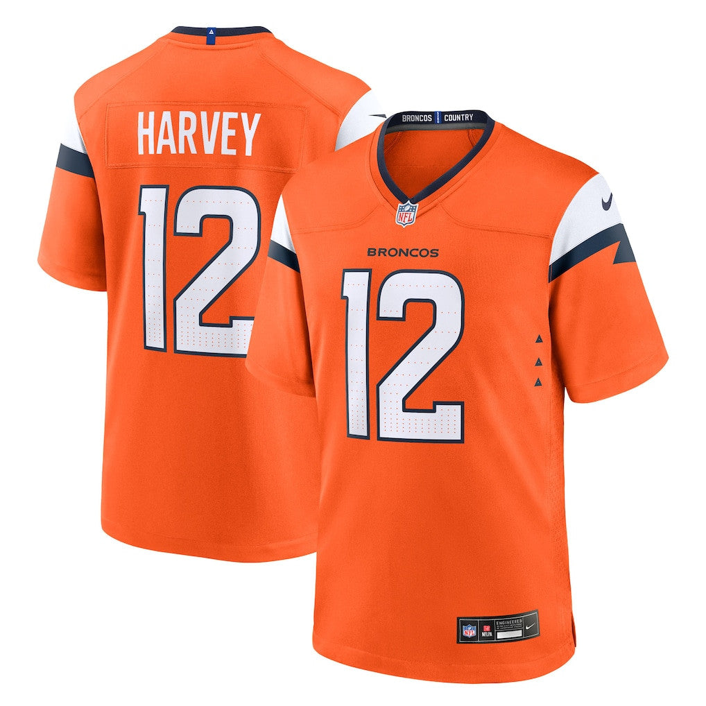RJ Harvey 12 Denver Broncos Team Game Men Jersey - Orange