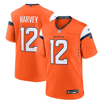 RJ Harvey 12 Denver Broncos Team Game Men Jersey - Orange