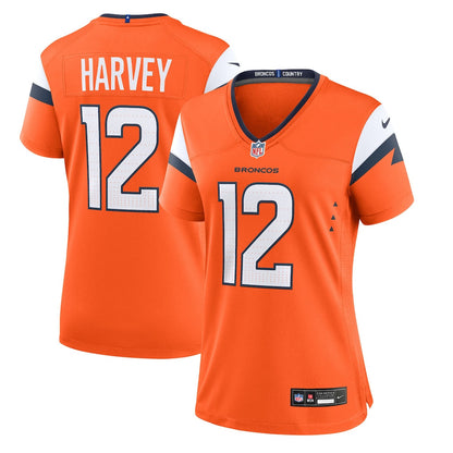 RJ Harvey 12 Denver Broncos Women's Team Game Jersey - Orange