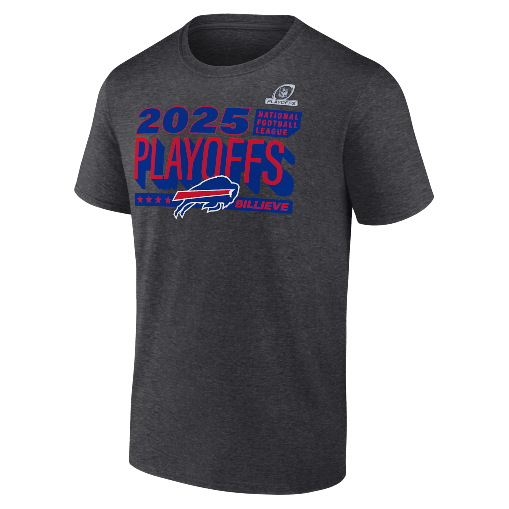 Buffalo Bills 2025 Playoffs Ready T-Shirt - Heather Charcoal