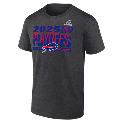 Buffalo Bills 2025 Playoffs Ready T-Shirt - Heather Charcoal
